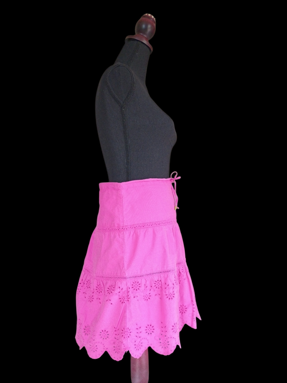 American Eagle Outfitters Hot Pink Tiered Eyelet Mini Skirt - Picture 4 of 10
